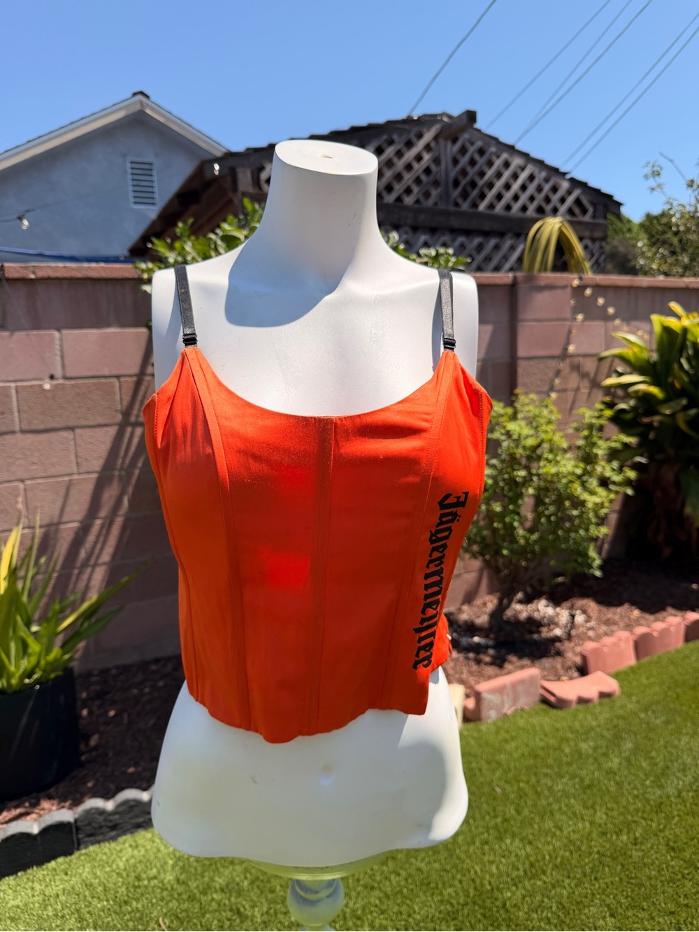 Juicy Couture Orange Corset-Style Tank with Black Straps